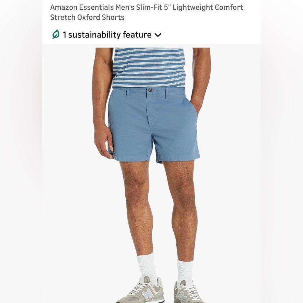 SZ 28 Amazon Essentials Men's Blue Slim-Fit Shorts‎
